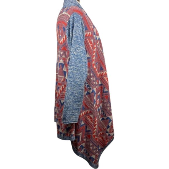 LUCKY BRAND Cardigan Large Aztec Open Front Draped - Picture 2 of 4